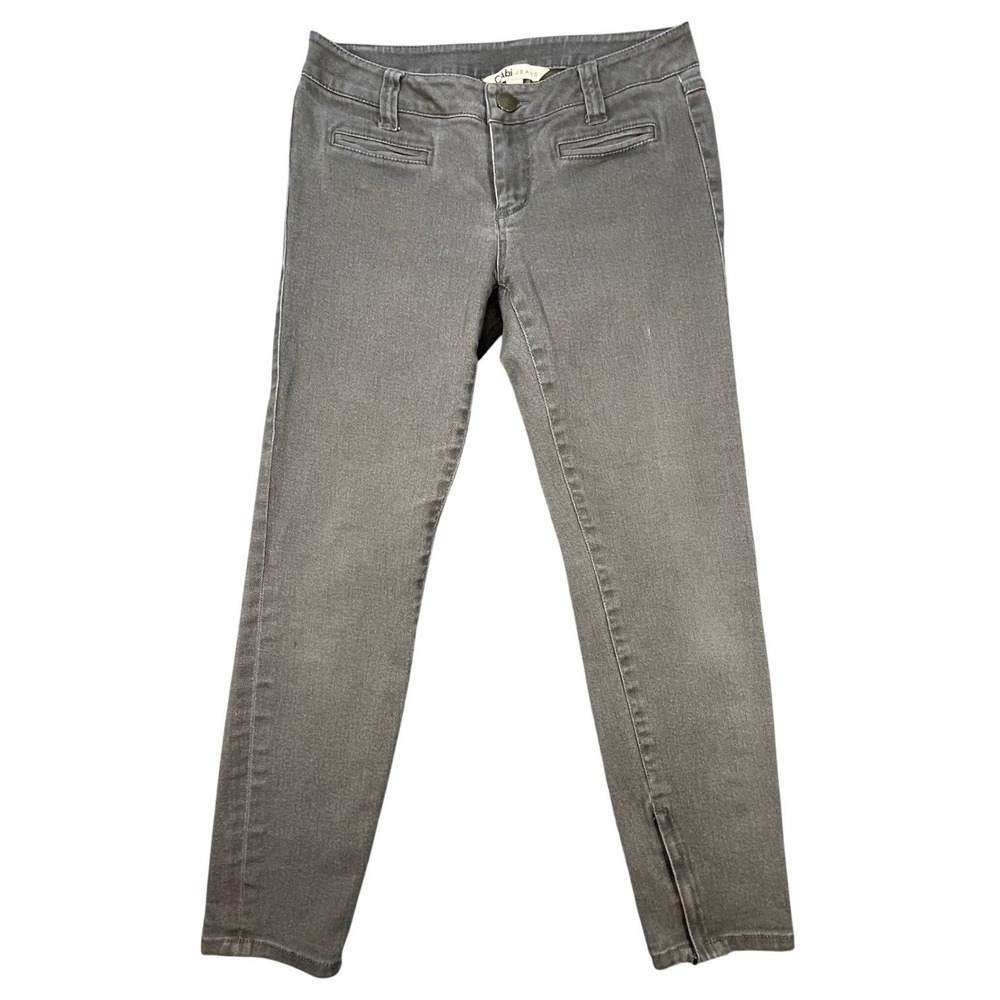 Cabi Gray Ankle Zip Chevron Pocket Skinny Jeans Women 4